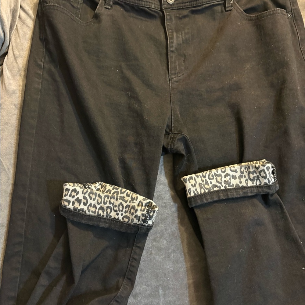 Chico's Leopard Black Denim Jeans